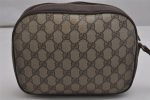 Authentic GUCCI Web Sherry Line Clutch Hand Bag GG PVC Leather Brown Junk 9537J Hot on Sale