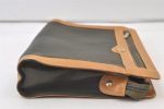 Authentic GUCCI Vintage Clutch Hand Bag Purse Leather Khaki Green Junk 9830J Hot on Sale