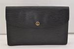 Authentic Louis Vuitton Epi Montaigne 27 Clutch Hand Bag Black M52652 LV 6231J Fashion