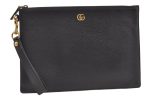 Authentic GUCCI GG Marmont Double G Clutch Hand Bag Leather 475317 Black 0219K Online Sale