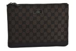 Authentic GUCCI Vintage Clutch Hand Bag Purse GG Canvas Leather Black 9804J For Discount