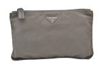 Authentic PRADA Vintage Nylon Leather Pouch Purse Gray 0921K For Cheap