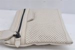 Authentic BOTTEGA VENETA Punching Leather Clutch Hand Bag Purse White 1189K Online