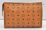 Authentic MCM Vintage Visetos Leather Clutch Hand Bag Purse Brown 1029K Discount