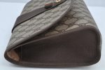 Authentic GUCCI Web Sherry Line Clutch Hand Bag Purse GG PVC Leather Brown 8799H on Sale