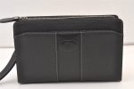 Authentic Burberrys Vintage Leather Clutch Hand Bag Purse Black 9328J Cheap