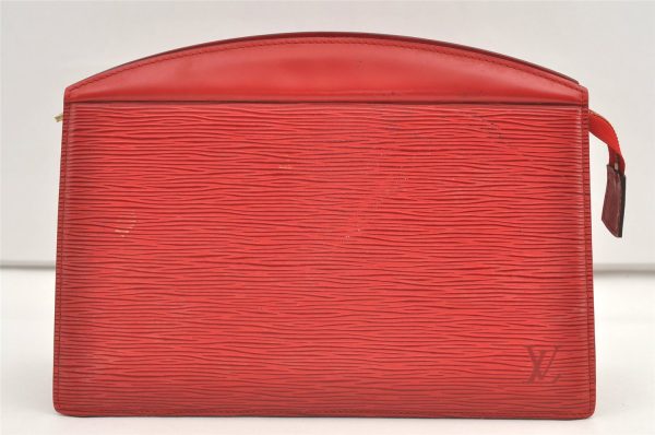 Authentic Louis Vuitton Epi Trousse Crete Clutch Bag Red M48417 LV Junk 0627K Sale