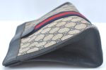 Authentic GUCCI Sherry Line Clutch Hand Bag Purse GG PVC Leather Navy Blue K9948 Cheap