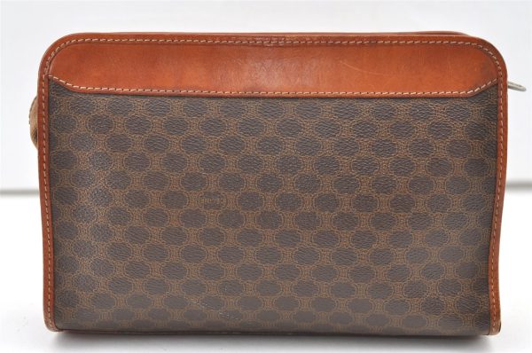 Authentic CELINE Macadam Blason Pattern Clutch Hand Bag PVC Leather Brown 9733J Online Hot Sale