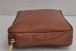 Authentic Burberrys Vintage Leather Clutch Hand Bag Purse Brown 8051J Online now