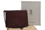 Authentic Cartier Must de Cartier Clutch Bag Leather Bordeaux Red Box 0199K Online Hot Sale