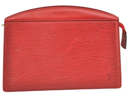 Authentic Louis Vuitton Epi Trousse Crete Clutch Bag Red M48417 LV Junk 0627K Sale