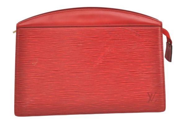 Authentic Louis Vuitton Epi Trousse Crete Clutch Bag Red M48417 LV Junk 0627K Sale