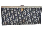 Authentic Christian Dior Trotter Clutch Bag Purse Canvas Leather Blue K9490 Online now