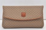 Authentic CELINE Macadam Blason Pattern Clutch Hand Bag PVC Leather Beige 9543J For Sale