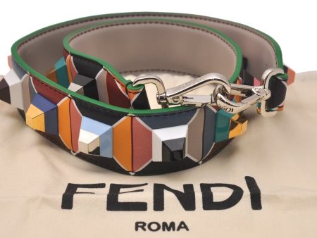 Authentic FENDI Shoulder Strap You Studs Leather 90cm 35.4  Multicolor 7694J Online Sale