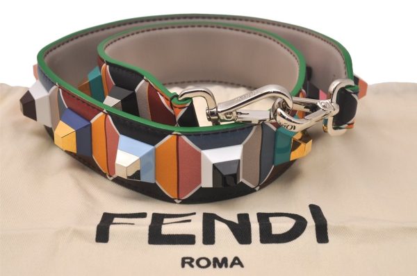 Authentic FENDI Shoulder Strap You Studs Leather 90cm 35.4  Multicolor 7694J Online Sale