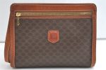 Authentic CELINE Macadam Blason Pattern Clutch Hand Bag PVC Leather Brown 8269J Discount