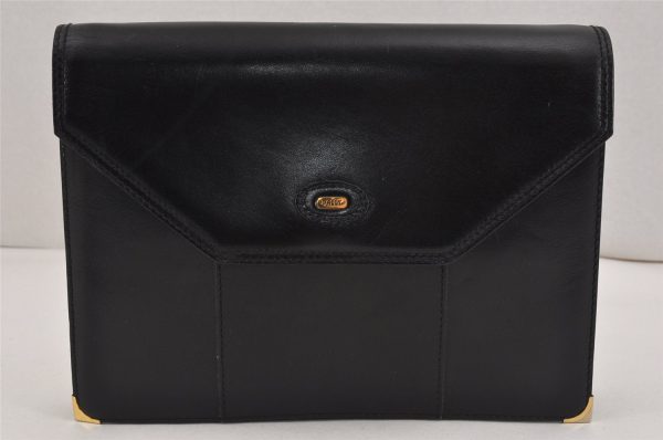 Authentic BALLY Vintage Leather 2Way Shoulder Clutch Bag Purse Black Junk 8687J on Sale