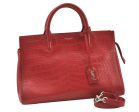 Auth SAINT LAURENT Cabas Rive Gauche 2Way Hand Bag Leather 400413 Red 9996J Fashion