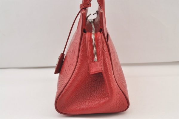 Auth SAINT LAURENT Cabas Rive Gauche 2Way Hand Bag Leather 400413 Red 9996J Fashion