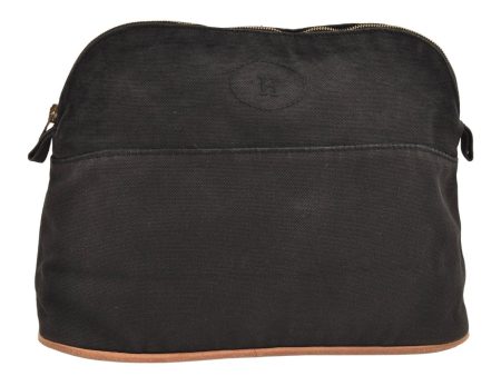 Authentic HERMES Bolide MM Pouch Purse Canvas Leather Black 0194K Online now