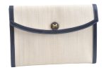 Authentic HERMES Pochette Rio Clutch Bag Purse Linen Leather White Cream 7849J on Sale