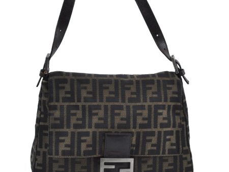 Auth FENDI Zucca Mamma Baguette Shoulder Bag Canvas Leather Brown K9478 Online