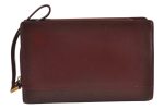 Authentic Cartier Vintage Clutch Hand Bag Purse Leather Bordeaux Red 1153K Fashion