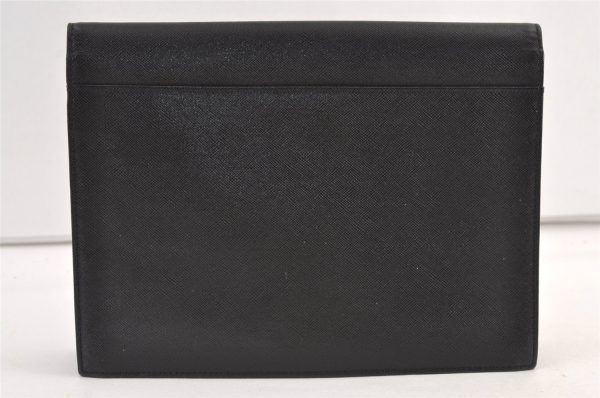 Authentic YVES SAINT LAURENT Vintage Clutch Hand Bag Purse Leather Black 8981J Discount