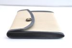 Authentic HERMES Pochette Rio Clutch Bag Purse Linen Leather White Cream 7849J on Sale