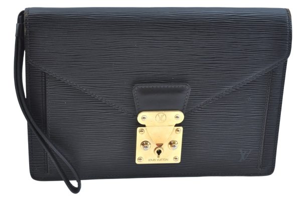 Auth Louis Vuitton Epi Pochette Sellier Dragonne Clutch Bag M52612 Black K9700 Fashion