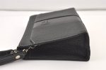 Authentic Burberrys Vintage Leather Clutch Hand Bag Purse Black 9328J Cheap