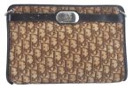 Authentic Christian Dior Trotter Clutch Bag Purse Canvas Leather Brown K9820 For Sale