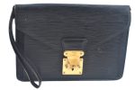 Auth Louis Vuitton Epi Pochette Sellier Dragonne Clutch Bag Black Junk K9965 Cheap