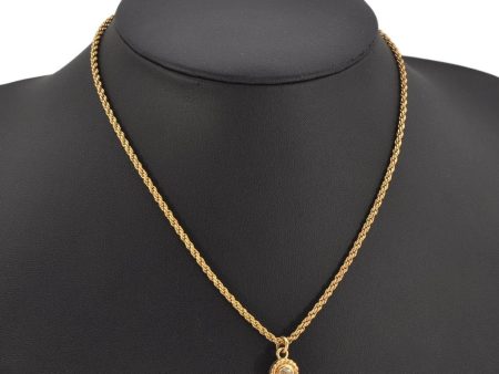 Authentic Christian Dior Gold Tone Chain Rhinestone Pendant Necklace CD 0551K For Discount