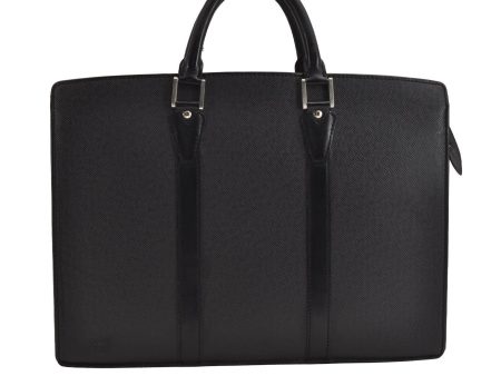 Auth Louis Vuitton Taiga Porte Documents Lozan 2Way Briefcase M30052 Black 5772J For Sale