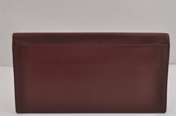 Authentic Cartier Must de Cartier Clutch Hand Bag Leather Bordeaux Red 6168J For Sale