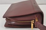 Authentic Cartier Vintage Clutch Hand Bag Purse Leather Bordeaux Red 1153K Fashion