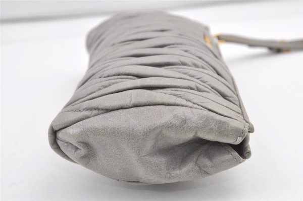 Authentic MIU MIU Vintage Matelasse Leather Clutch Bag Pouch Purse Gray 8247J on Sale