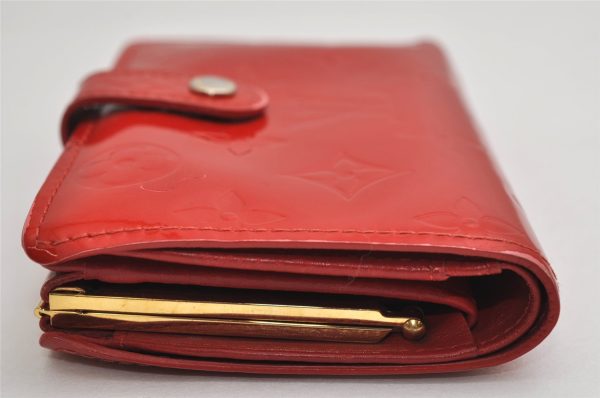 Auth Louis Vuitton Vernis Porte Monnaie Billets Viennois Wallet M91208 Red 0852K Discount