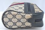 Authentic GUCCI Sherry Line Clutch Hand Bag Purse GG PVC Leather Navy Blue L0003 Hot on Sale