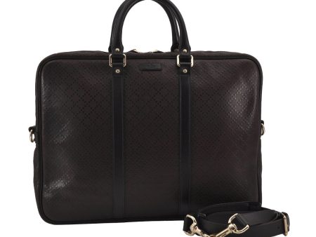 Authentic GUCCI Diamante 2Way Business Briefcase PVC Leather 208463 Brown 9224J Online Sale