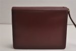 Authentic Cartier Must de Cartier Clutch Hand Bag Leather Bordeaux Red 0820K Cheap