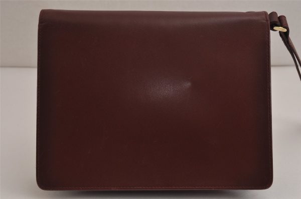 Authentic Cartier Must de Cartier Clutch Bag Leather Bordeaux Red Box 0199K Online Hot Sale