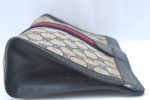 Authentic GUCCI Sherry Line Clutch Hand Bag Purse GG PVC Leather Navy Blue K9948 Cheap