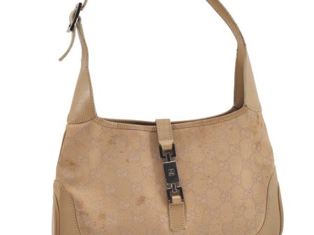 Auth GUCCI Jackie Shoulder Hand Bag GG Canvas Leather 0013735 Beige Junk 5126J Fashion