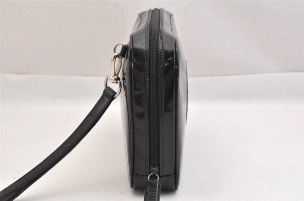 Authentic GUCCI Interlocking G Clutch Hand Bag Purse Enamel Black Junk 9272J Hot on Sale