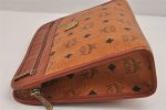 Authentic MCM Visetos Leather Vintage Clutch Hand Bag Purse Brown 6229J Discount