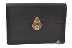 Authentic Burberrys Vintage Leather Clutch Hand Bag Purse Black 9743J Discount